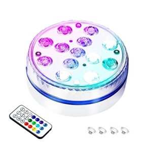 Submersible Swimming Pool Light 16 Colors Underwater led Lights Waterproof IP68 13 Super Bright LED with RF Remote Control Suitable for Pond Fountain Aquarium Flower Pot Garden Party (a pack of 1)