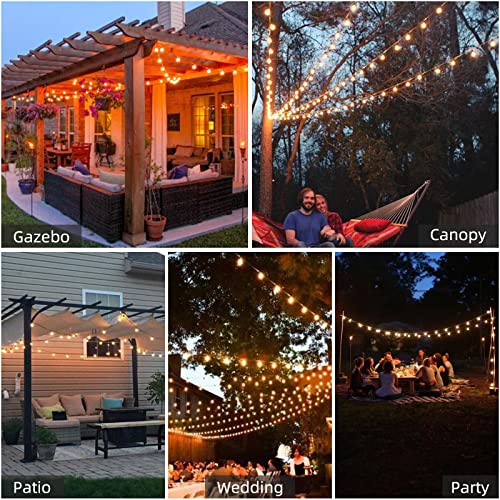 Svater Outdoor String Lights 100ft Shatterproof, Globe Patio Lights with 50pcs Plastic Bulbs, 2700K Warm White, IP45 Waterproof, Connectable Hanging Lights for Patio Balcony Party Porch