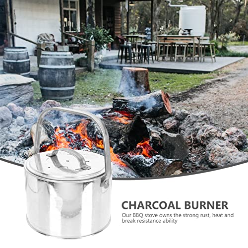 Cabilock Portable Camping Stove Outdoor Wood Burning Firepit Round Charcoal Fire Pit Stainless Steel Outdoor Firepit Firebowl for Patio Backyard Garden Stainless Steel Cookware