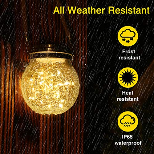 ROSHWEY Solar Lantern, 2 Pack Outdoor Lanterns with 30 LED Waterproof Garden Decor Patio Solar Lights Outdoor Decorative Backyard Solar Lanterns Outdoor Hanging ( Warm Light )