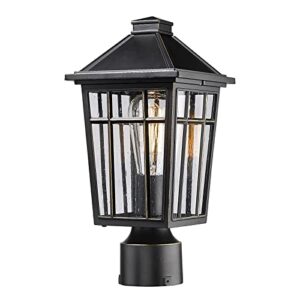 darkaway post lights outdoor lamp post light fixture outdoor lighting, light posts for outside with seeded glass aluminum housing for outdoor garden, patio post base/pole mount