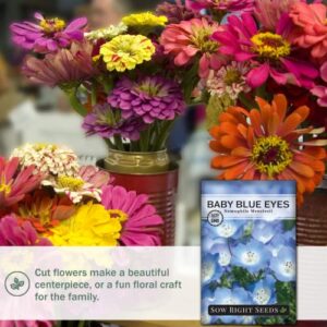 Sow Right Seeds - Baby Blue Eyes Flower Seeds for Planting - Beautiful to Plant in Your Home Garden - Indoors or Outdoors - Non-GMO Heirloom Seeds - Attract Pollinators - Great Gardening Gifts (2)