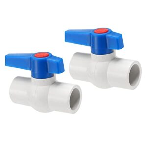 m meterxity 2 pack ball valve – irrigation water flow control, slip plastic shut-off valve, apply to outdoor/garden/swimming pools(25mm id, white blue)