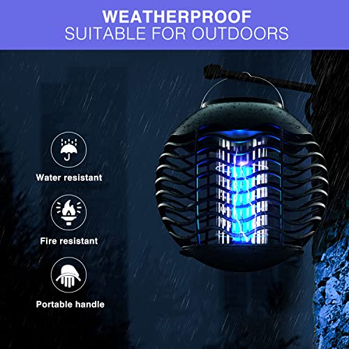 Bug Zapper for Outdoor, Waterproof Electric Mosquito Zapper, Portable Mosquito Killer with 5W UV lamp, Widely Used for Backyard, Patio, Garden, Camping, Night Fishing