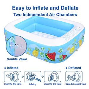 Inflatable Kiddie Pool, 47"x35"x13" Baby Pools with Inflatable Soft Floor, Durable Blow Up Pools for Kids, Backyard, Garden