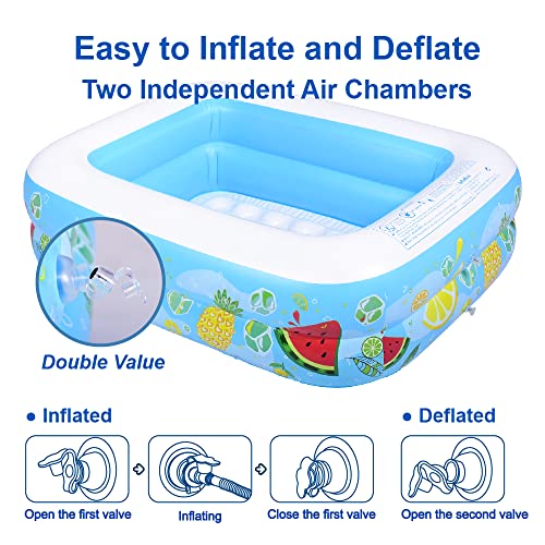 Inflatable Kiddie Pool, 47"x35"x13" Baby Pools with Inflatable Soft Floor, Durable Blow Up Pools for Kids, Backyard, Garden