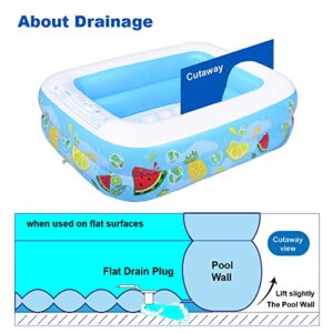 Inflatable Kiddie Pool, 47"x35"x13" Baby Pools with Inflatable Soft Floor, Durable Blow Up Pools for Kids, Backyard, Garden