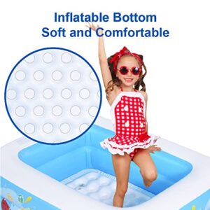 Inflatable Kiddie Pool, 47"x35"x13" Baby Pools with Inflatable Soft Floor, Durable Blow Up Pools for Kids, Backyard, Garden