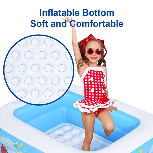 Inflatable Kiddie Pool, 47"x35"x13" Baby Pools with Inflatable Soft Floor, Durable Blow Up Pools for Kids, Backyard, Garden