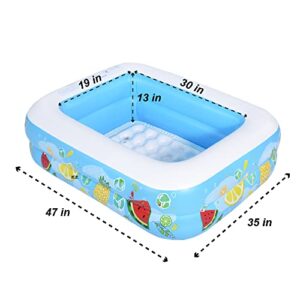 Inflatable Kiddie Pool, 47"x35"x13" Baby Pools with Inflatable Soft Floor, Durable Blow Up Pools for Kids, Backyard, Garden