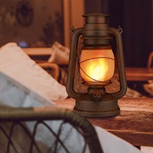 2 Pack Led Vintage Camping Lantern Decorative, Outdoor Lanterns for Patio Waterproof with Remote, Battery Operated Lantern Flickering Flame with Two Modes for Garden Party Christmas Decorations