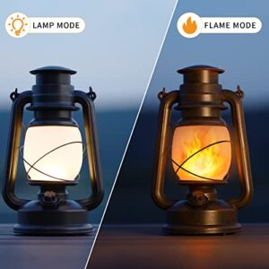 2 Pack Led Vintage Camping Lantern Decorative, Outdoor Lanterns for Patio Waterproof with Remote, Battery Operated Lantern Flickering Flame with Two Modes for Garden Party Christmas Decorations