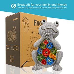 Nacome Solar Garden Statue Frog Figurine with Succulent and 7 LED Lights - Outdoor Lawn Decor Garden Frog Statue for Patio, Balcony, Yard, Lawn Ornament