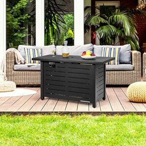 Giantex Propane Fire Pit Table, 42 Inch 60,000 BTU Rectangular Gas Fire Table w/ Waterproof Cover, Outdoor Electronic Ignition Firepit Table w/ Lava Rock for Courtyard Balcony Garden Terrace