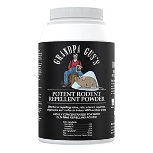 grandpa gus’s potent rodent repellent powder concentrate, deters rodents/mice/rats from farm/home/garden/rv/boat/car/garage & chewing on wires, 24 oz
