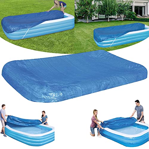 Rectangle Pool Cover, Easy Set Up Rectangle Inflatable Swimming Pool Cover Dustproof Pools Protector, Fits 120 in x 72 in Frame Pool and Solar Pool Cover for Garden Outdoor Pools Cover(10ft X 6ft)