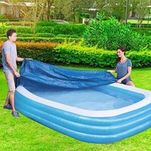 Rectangle Pool Cover, Easy Set Up Rectangle Inflatable Swimming Pool Cover Dustproof Pools Protector, Fits 120 in x 72 in Frame Pool and Solar Pool Cover for Garden Outdoor Pools Cover(10ft X 6ft)