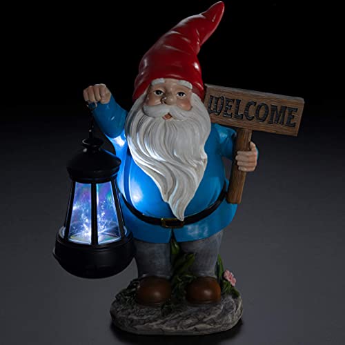 VP Home Welcome Gnome with Lantern Solar Powered LED Outdoor Decor Garden Light (Red Hat) Welcome gnome Statues Outdoor gnome Decor Funny Figurine Decor for Outside Patio, Yard, Lawn