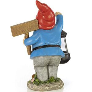 VP Home Welcome Gnome with Lantern Solar Powered LED Outdoor Decor Garden Light (Red Hat) Welcome gnome Statues Outdoor gnome Decor Funny Figurine Decor for Outside Patio, Yard, Lawn