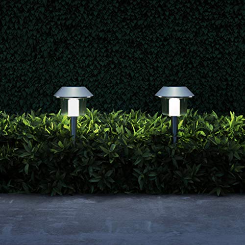 Pure Garden 50-LG1070 Solar Pathway Lights-17” Stainless Steel Outdoor Stake Lighting for Garden, Landscape, Yard, Patio, Driveway, Walkway-Set of 6