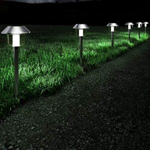 Pure Garden 50-LG1070 Solar Pathway Lights-17” Stainless Steel Outdoor Stake Lighting for Garden, Landscape, Yard, Patio, Driveway, Walkway-Set of 6