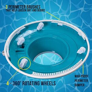 U.S. Pool Supply Professional Swimming Pool Leaf Terminator Vacuum - 15" Pool Cleaner Body, 8 Pressure Jets, 4 Rotating Wheels, 3 Perimeter Brushes, 2 Debris Bags - Below or Above-Ground Sucker Eater