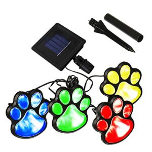 led paw print solar lights, set of 4 dog,cat,puppy animal garden lights paw lamp for pathway,lawn,yard,outdoor decorations-solar paw(colorful)
