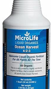 MicroLife Ocean Harvest (4-2-3) Professional Grade Organic Liquid Fertilizer Concentrate for All Plants All the Time, 1 Quart