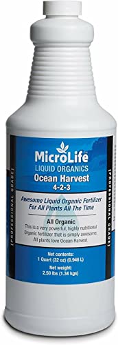 MicroLife Ocean Harvest (4-2-3) Professional Grade Organic Liquid Fertilizer Concentrate for All Plants All the Time, 1 Quart