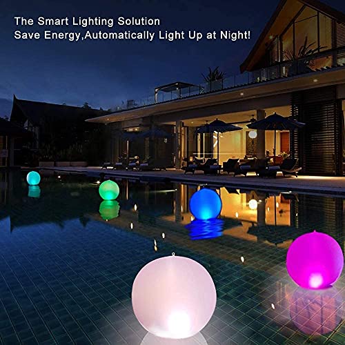 Rukars Floating Pool Lights Solar Glow Globes 3PCS, 14 inch Inflatable Waterproof Solar Pool Balls, LED Color Changing Light Up Pool Balls, Float or Hang in Pool Garden Yard Patio Party Outdoor Decor