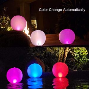 Rukars Floating Pool Lights Solar Glow Globes 3PCS, 14 inch Inflatable Waterproof Solar Pool Balls, LED Color Changing Light Up Pool Balls, Float or Hang in Pool Garden Yard Patio Party Outdoor Decor
