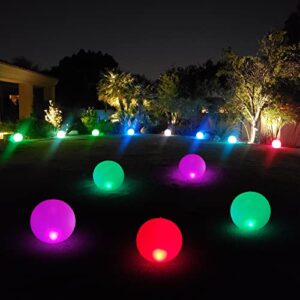 Rukars Floating Pool Lights Solar Glow Globes 3PCS, 14 inch Inflatable Waterproof Solar Pool Balls, LED Color Changing Light Up Pool Balls, Float or Hang in Pool Garden Yard Patio Party Outdoor Decor