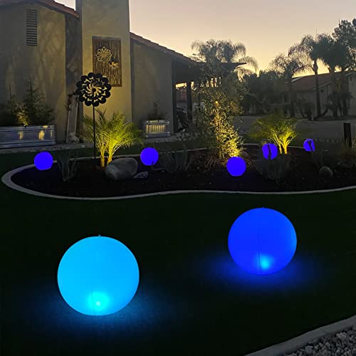 Rukars Floating Pool Lights Solar Glow Globes 3PCS, 14 inch Inflatable Waterproof Solar Pool Balls, LED Color Changing Light Up Pool Balls, Float or Hang in Pool Garden Yard Patio Party Outdoor Decor