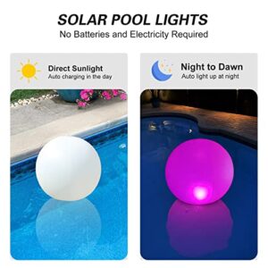 Rukars Floating Pool Lights Solar Glow Globes 3PCS, 14 inch Inflatable Waterproof Solar Pool Balls, LED Color Changing Light Up Pool Balls, Float or Hang in Pool Garden Yard Patio Party Outdoor Decor