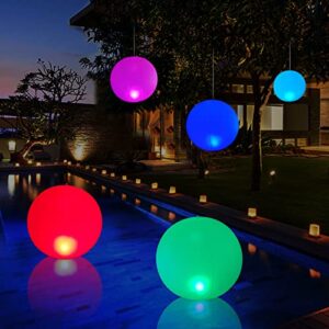 Rukars Floating Pool Lights Solar Glow Globes 3PCS, 14 inch Inflatable Waterproof Solar Pool Balls, LED Color Changing Light Up Pool Balls, Float or Hang in Pool Garden Yard Patio Party Outdoor Decor