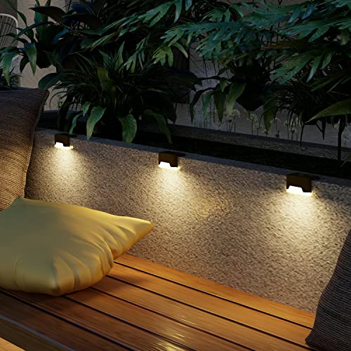 Lioclsx Solar Deck Lights Outdoor, 16 Pack Solar Fence Lights Waterproof Solar Led Lights for Stairs, Step, Garden, Yard, Flower Bed and Patio,Warm White