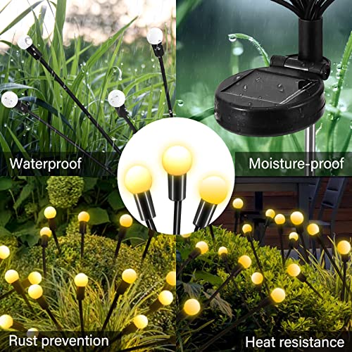 Solar Garden Lights - Newly Upgraded 10LED Starburst Swaying Lights, Swaying With The Wind, Solar Swaying Light,IP65 Waterproof Solar Outdoor Light, Yard Patio Pathway Decoration. (White Warm, 4 Pack)