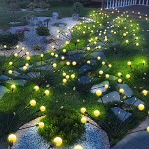 Solar Garden Lights - Newly Upgraded 10LED Starburst Swaying Lights, Swaying With The Wind, Solar Swaying Light,IP65 Waterproof Solar Outdoor Light, Yard Patio Pathway Decoration. (White Warm, 4 Pack)