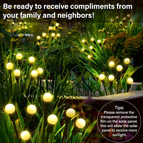 Solar Garden Lights - Newly Upgraded 10LED Starburst Swaying Lights, Swaying With The Wind, Solar Swaying Light,IP65 Waterproof Solar Outdoor Light, Yard Patio Pathway Decoration. (White Warm, 4 Pack)