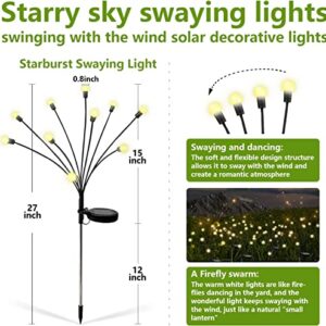 Solar Garden Lights - Newly Upgraded 10LED Starburst Swaying Lights, Swaying With The Wind, Solar Swaying Light,IP65 Waterproof Solar Outdoor Light, Yard Patio Pathway Decoration. (White Warm, 4 Pack)