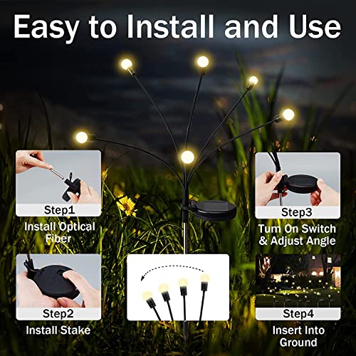 Solar Garden Lights - Newly Upgraded 10LED Starburst Swaying Lights, Swaying With The Wind, Solar Swaying Light,IP65 Waterproof Solar Outdoor Light, Yard Patio Pathway Decoration. (White Warm, 4 Pack)