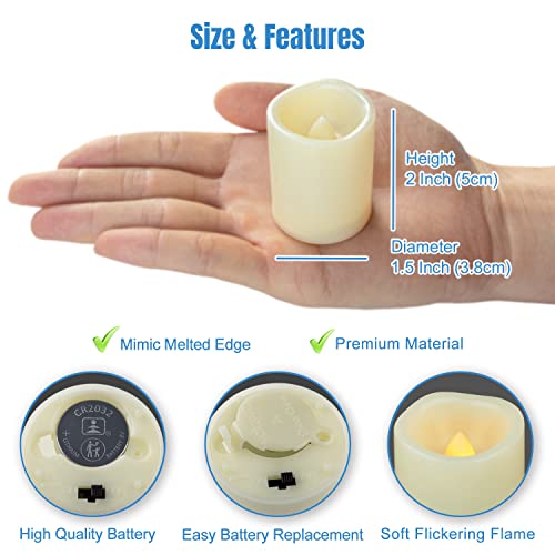 CANDLE IDEA Flameless LED Votive Candles 24 Pack, 1.5" x 2", Battery Operated Flickering Electric Outdoor Flameless Tea Lights, Fake Tealight Candle Bulk for Wedding, Christmas, Halloween Decorations