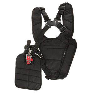 doitool comfort padded belt shoulder harness, trimmer double shoulder harness strap, adjustable nylon belt for brush cutter garden lawn (black)