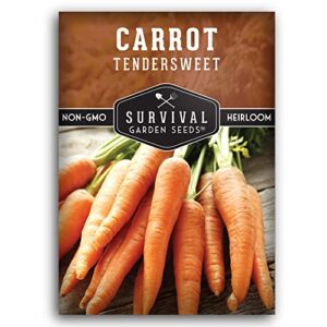 Survival Garden Seeds - Tendersweet Carrot Seed for Planting - Packet with Instructions to Plant and Grow Long Crunchy Orange Carrots in Your Home Vegetable Garden - Non-GMO Heirloom Variety
