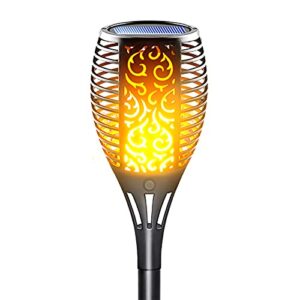 lazybuddy solar torch light with flickering flame, solar fire lights outdoor, christmas landscape decoration lighting security torches for garden pathway lawn yard, auto on/off dusk to dawn