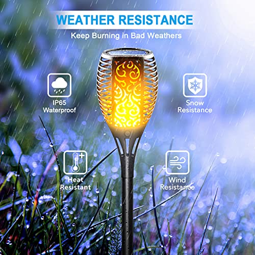 LazyBuddy Solar Torch Light with Flickering Flame, Solar Fire Lights Outdoor, Christmas Landscape Decoration Lighting Security Torches for Garden Pathway Lawn Yard, Auto On/Off Dusk to Dawn