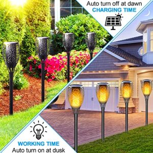 LazyBuddy Solar Torch Light with Flickering Flame, Solar Fire Lights Outdoor, Christmas Landscape Decoration Lighting Security Torches for Garden Pathway Lawn Yard, Auto On/Off Dusk to Dawn