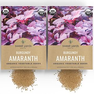 Organic Red Amaranth Seeds 'Burgundy' – Two Seed Packets! – Over 1,000 Open Pollinated Non-GMO USDA Organic Seeds