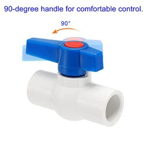 M METERXITY 10 Pack Ball Valve - Irrigation Water Flow Control, Slip Plastic Shut-Off Valve, Apply to Outdoor/Garden/Swimming Pools(20mm ID, White Blue)