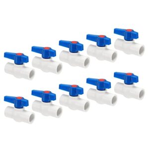 M METERXITY 10 Pack Ball Valve - Irrigation Water Flow Control, Slip Plastic Shut-Off Valve, Apply to Outdoor/Garden/Swimming Pools(20mm ID, White Blue)